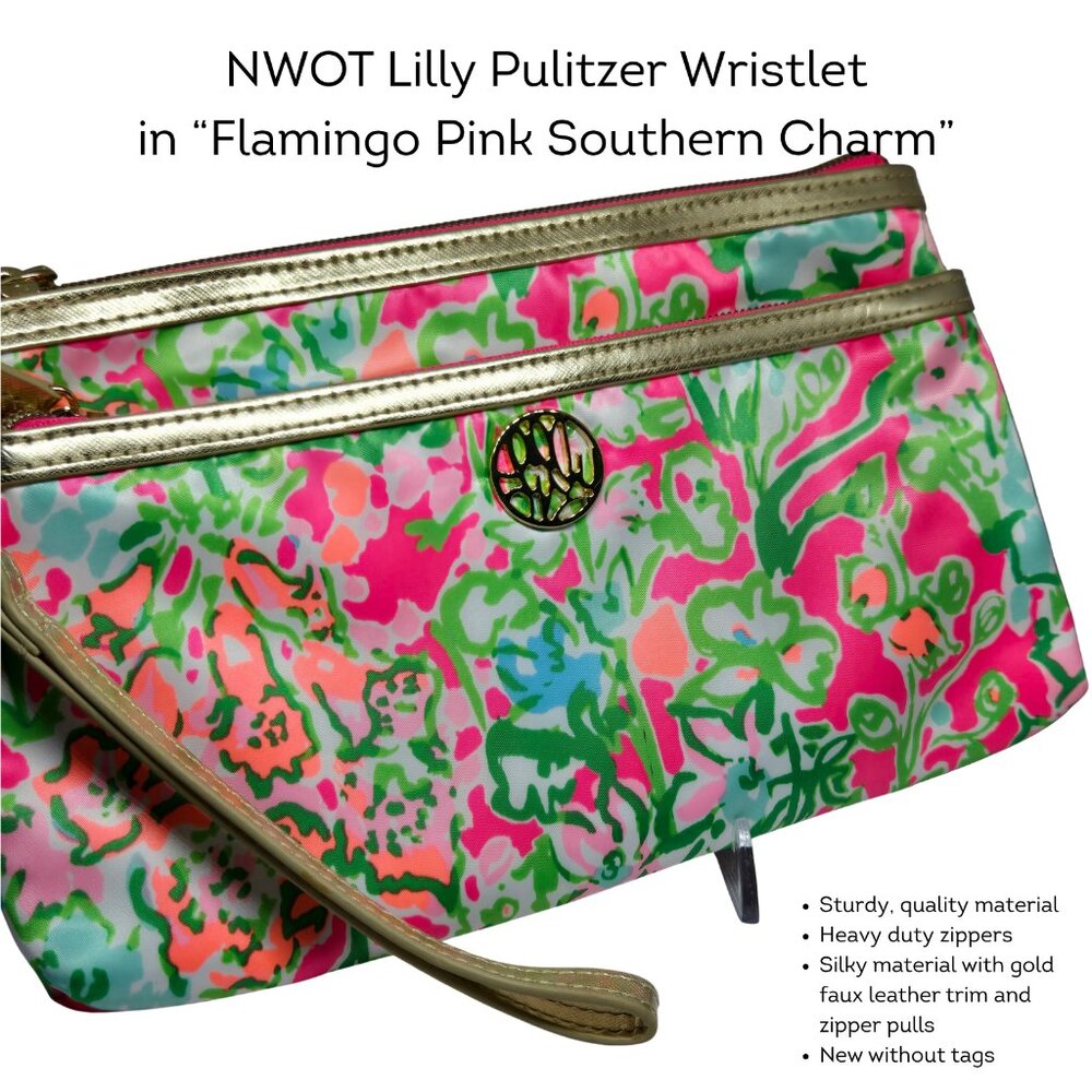 NEW Lilly Pulitzer Pink Flamingo Southern Charm Bag